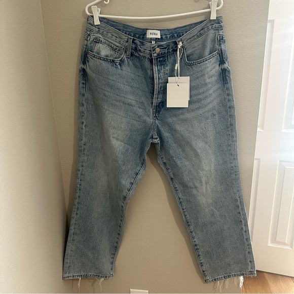 NEW PISTOLA charlie high rise classic straight ankle jean in brooklyn wash - Picture 2 of 6